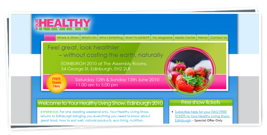 A screenshot of the Your Healthy Living website
